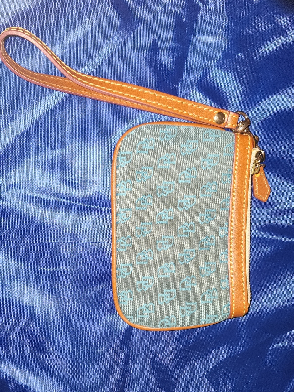 Dooney & Bourke Vintage Y2k Signature Wristlet Monogram Teal Blue